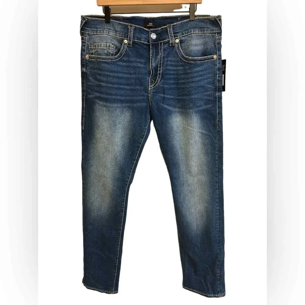 True Religion Ricky Big T Relaxed Straight‎ Jean Size 36 Inseams 34 NWT $199